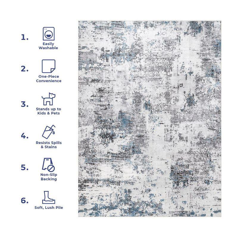 Nuloom Dali Abstract Pet Friendly Machine Washable Area Rug, 3' x 5', Blue Grey