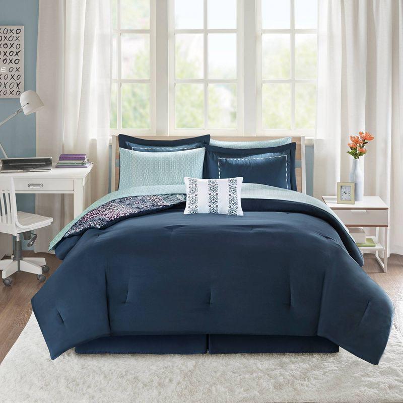 Loretta Bohemian Medallion Reversible Comforter Set with Bed Sheets