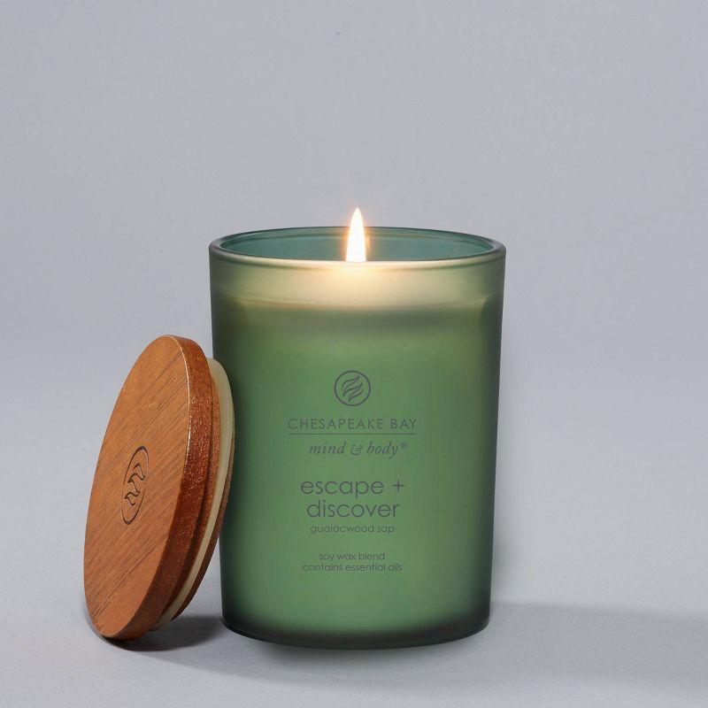 Frosted Glass Escape + Discover Lidded Jar Candle Green 8.8oz - Mind & Body by Chesapeake Bay Candle: Soy Wax, Essential Oils, 44hr Burn