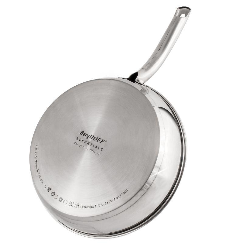 BergHOFF Belly Shape 3Pc 18/10 Stainless Steel Skillet and Sauce Pan Set with Metal Lids