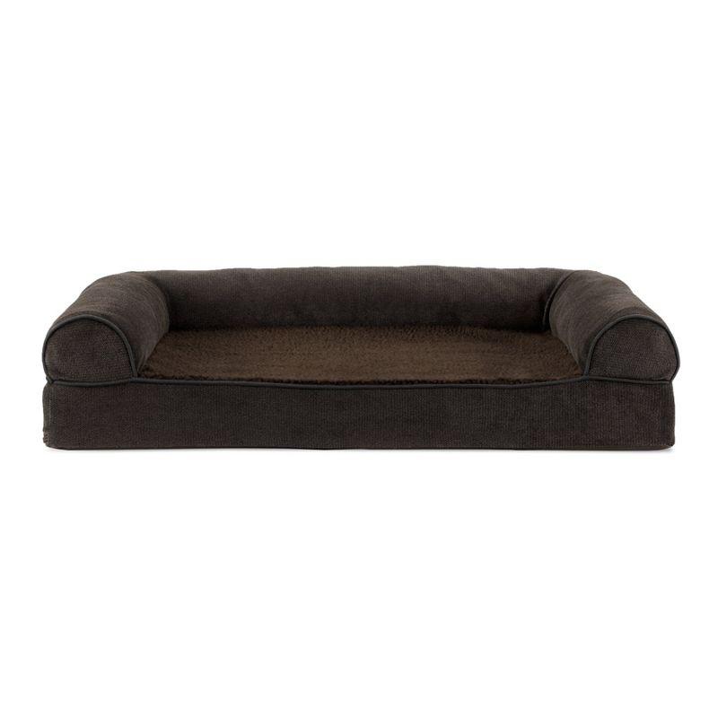 FurHaven Faux Fleece & Chenille Soft Woven Orthopedic Sofa Pet Bed