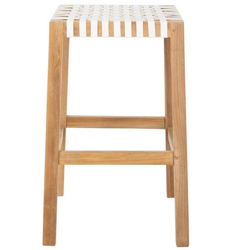 Capri Counter Stool - BST1009 - Natural Teak/White - Safavieh