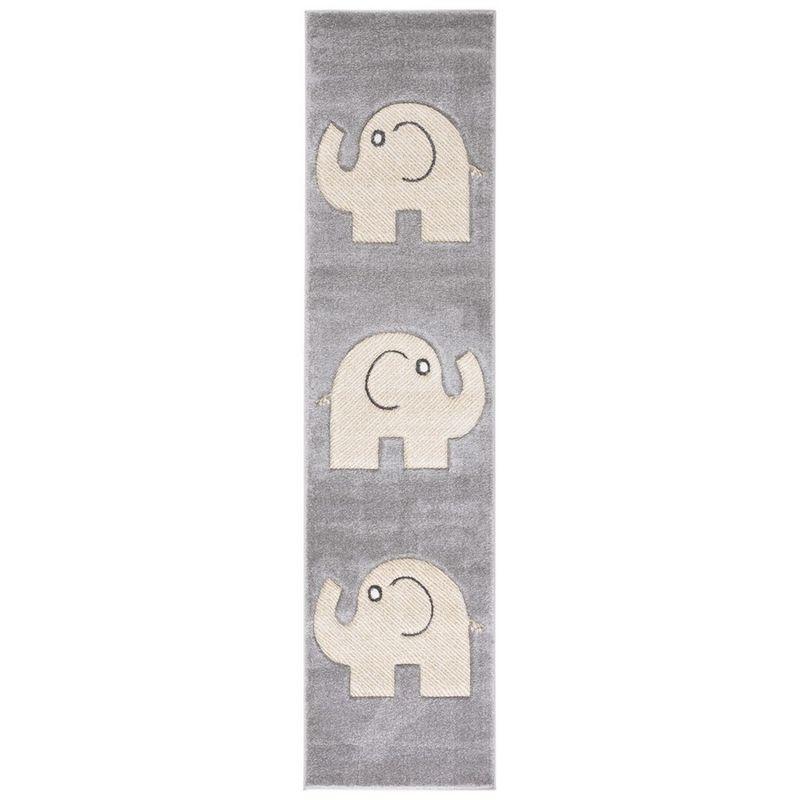 Gray and Ivory Elephant Kids Area Rug 2'3" x 4'