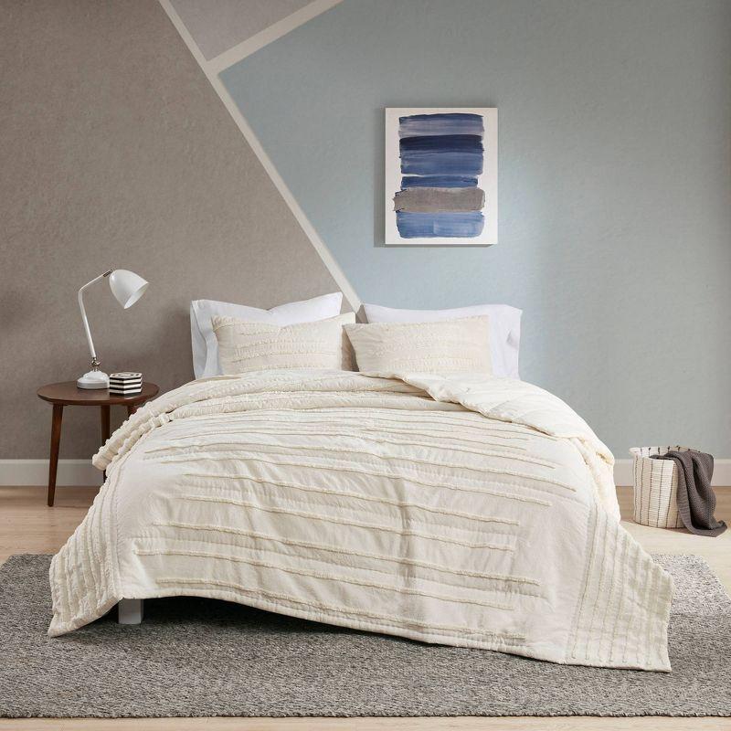 Mercer 100% Cotton 3 Piece Quilt Set with Chenille Trims