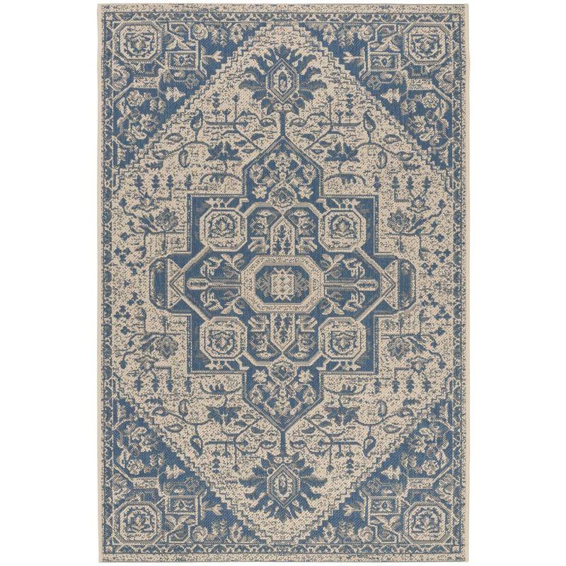 Beach House BHS138 Power Loomed Indoor/Outdoor Area Rug - Blue/Creme - 4'x6' - Safavieh