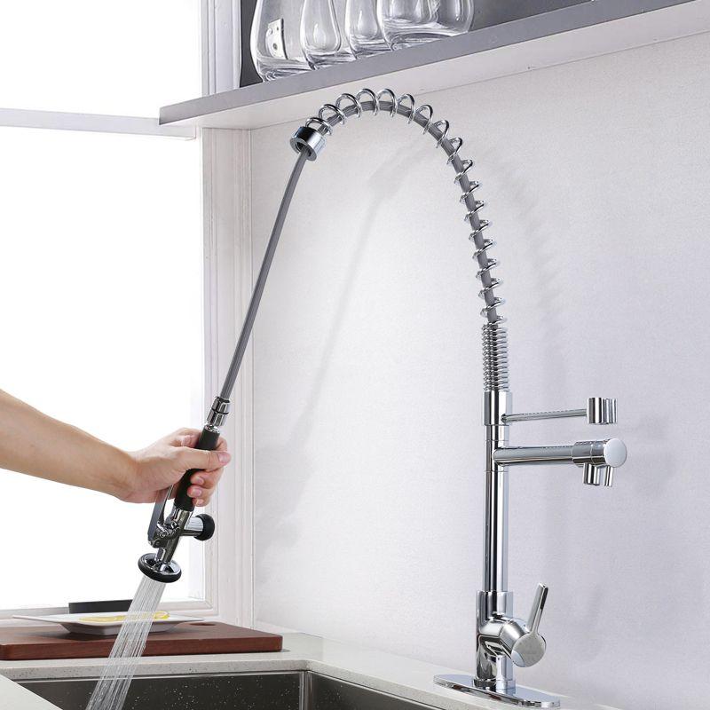 WOWOW Commercial Single-Handle Pull Down Sprayer Kitchen Faucet in Chrome