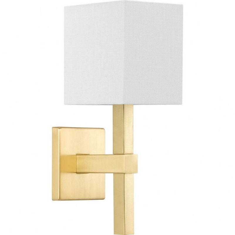 Metro Satin Brass Wall Sconce with Linen Shade