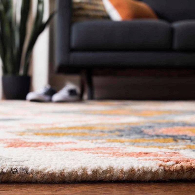 Sublime Ivory Wool Hand-Knotted Boho Runner Rug