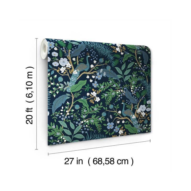 Peacock Garden Navy Peel and Stick Wallpaper