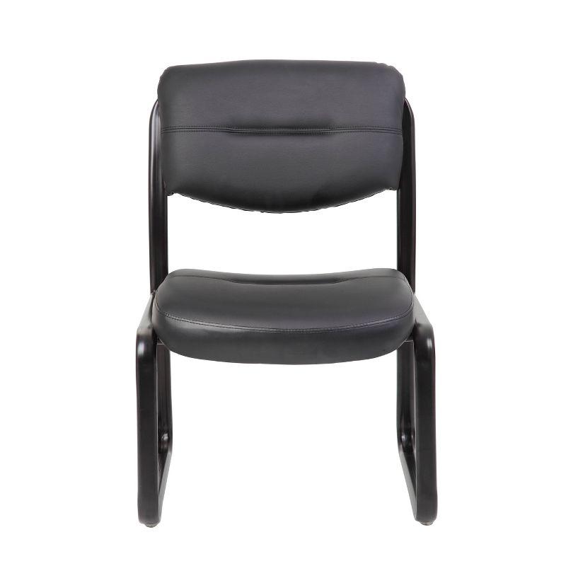 Armless Leather Sled Base Guest Chair Black - Boss Office Products: Heavy Duty Support, 275 lbs Capacity