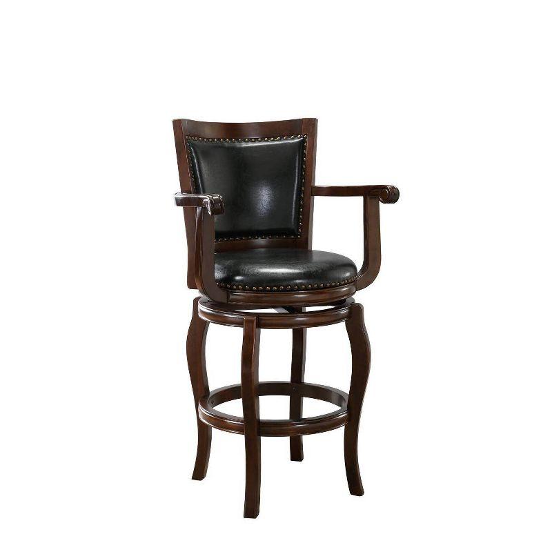 Cappuccino 43" Swivel Barstool in Faux Leather and Wood