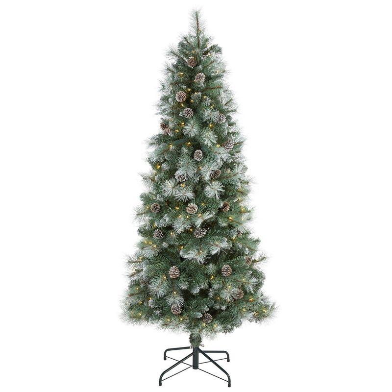 6-Foot Frosted Tip Pine Artificial Christmas Tree with Lights