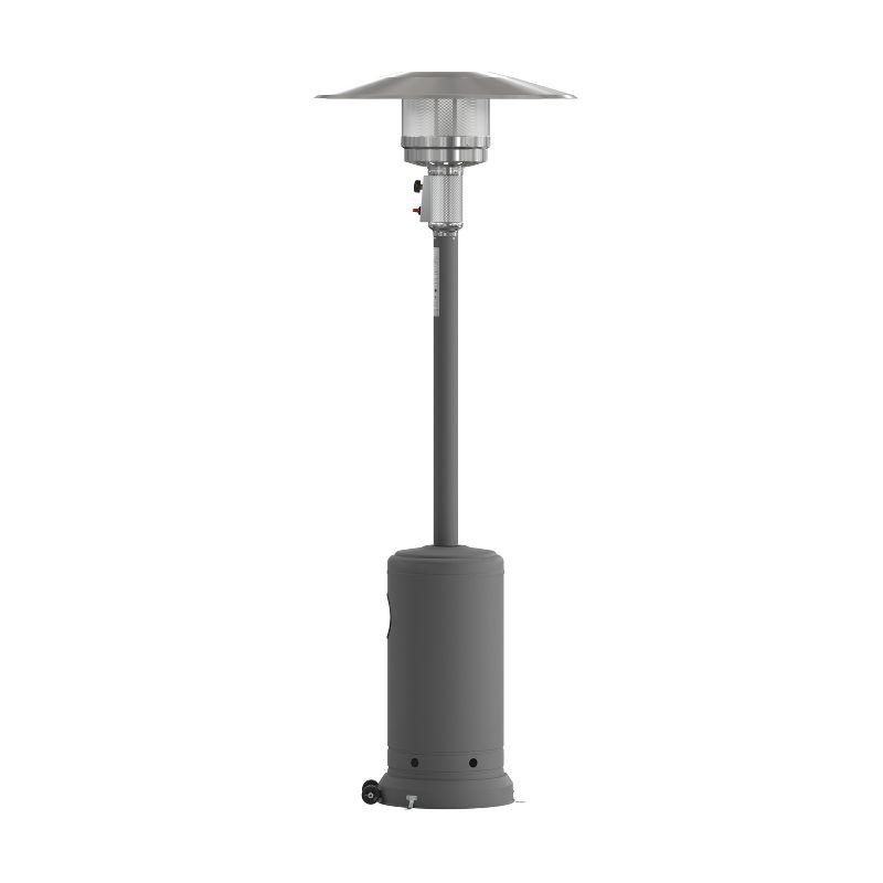 Sol 7.5' Stainless Steel Outdoor Patio 40,000 BTU Propane Heater with Wheels for Commercial & Residential Use