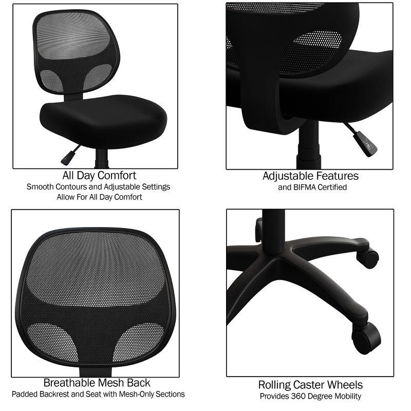 ErgoFlex Black Mesh Swivel Adjustable Armless Task Chair