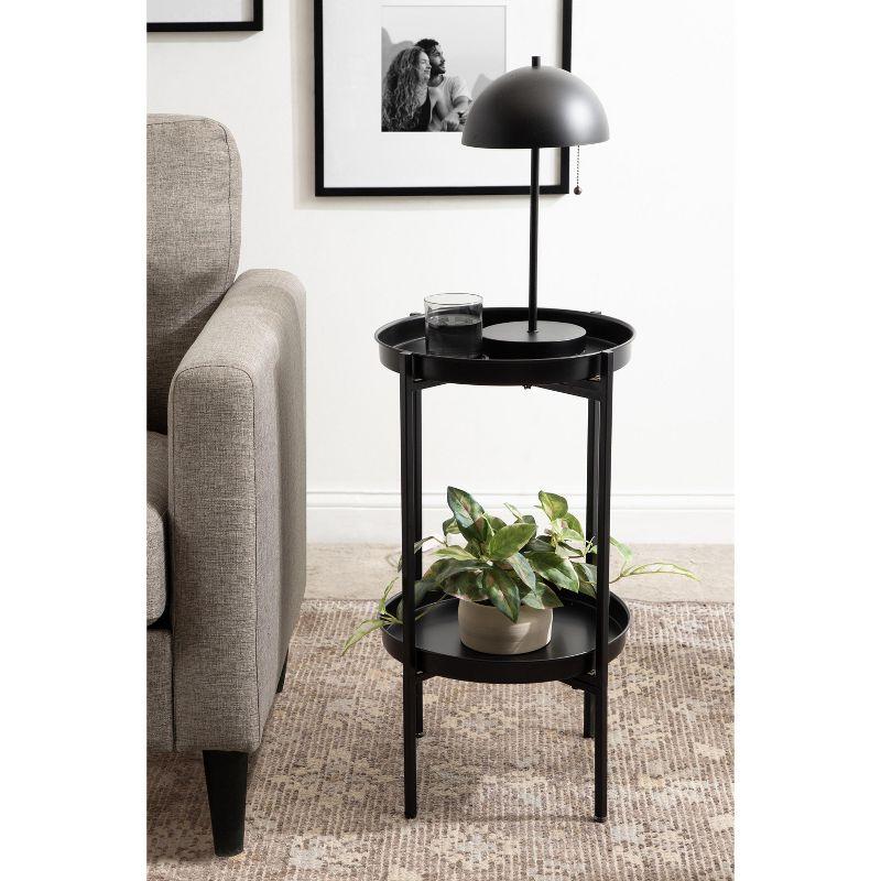 Kate and Laurel Celia Round 2-Tier Metal Foldable Tray Table