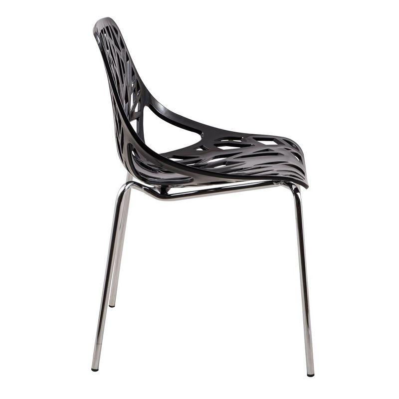 LeisureMod Asbury Stackable Dining Chair, Set of 4 - Black