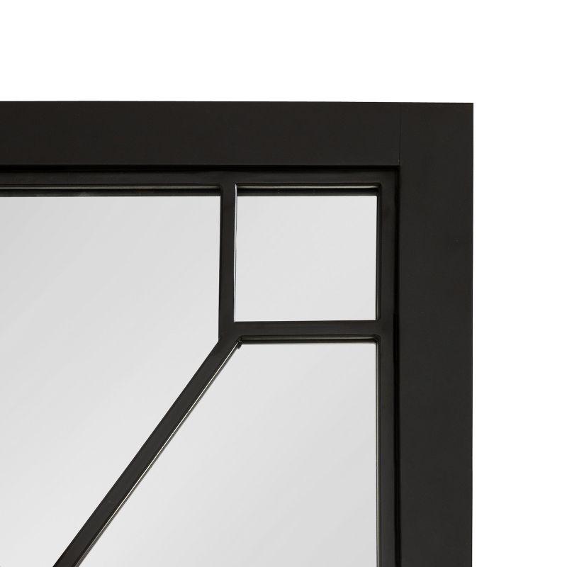 Mavis Black Framed Rectangular Wall Mirror with Geometric Inlay