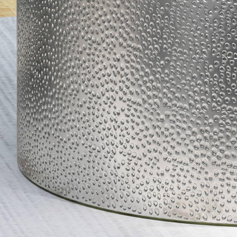 Braeburn Modern Round Coffee Table Silver - Christopher Knight Home: Hammered Texture, Iron Frame, No Assembly Required