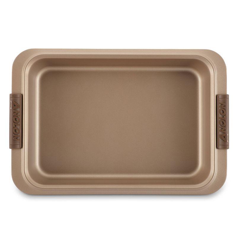 Anolon Advanced Bronze Bakeware 9" x 13" Nonstick Covered Cake Pan with Silicone Grips: Rectangular, Even-Heating, Lid