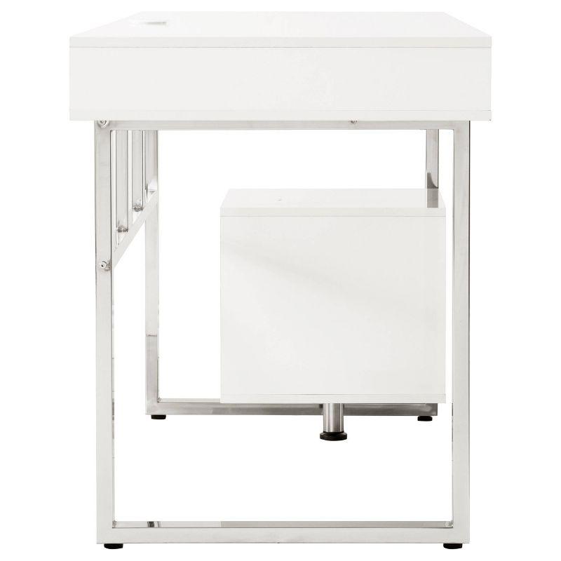 Contemporary White High Gloss Home Office Desk with 4 Drawers