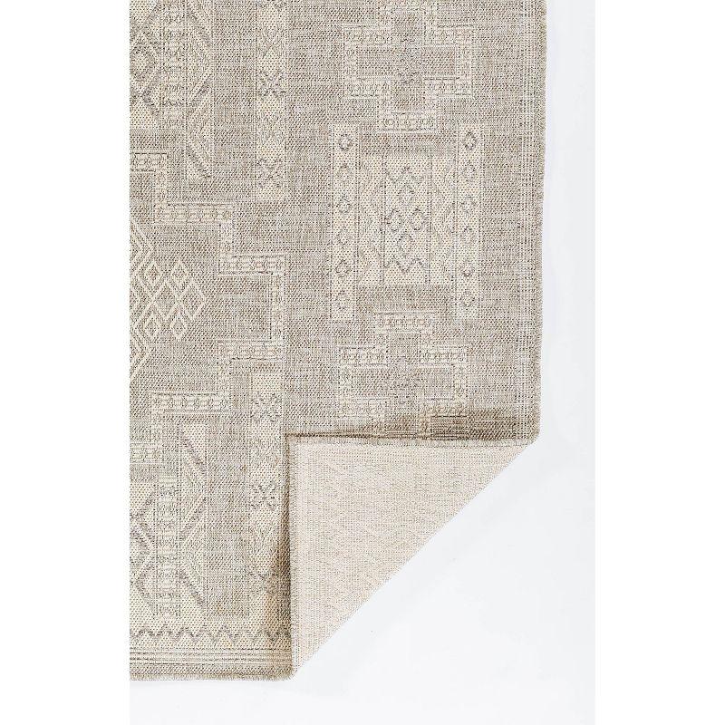 Momeni 5'3"x7' Hampton Jaxon Machine Loomed Indoor/Outdoor Area Rug Gray: Geometric Rectangle, Low Pile Polypropylene