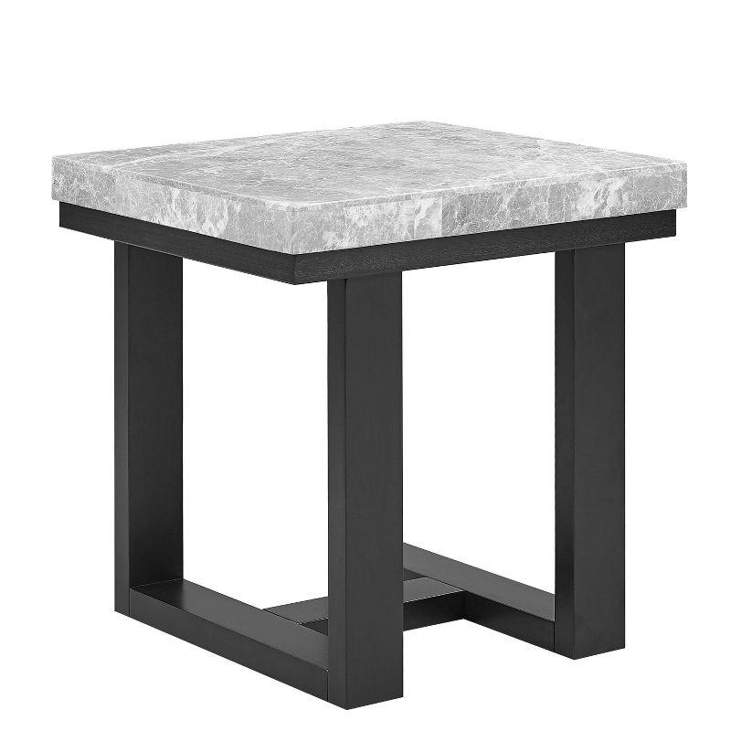 Lucca Gray Marble and Espresso Wood End Table