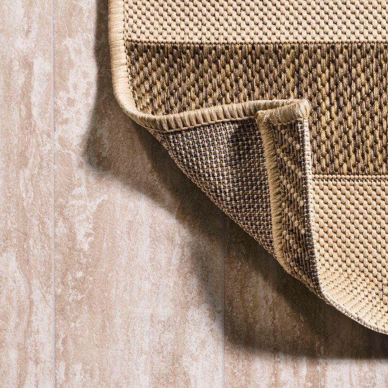 2'x10' Aveiro Wide Stripe Indoor/Outdoor Runner Rug, Beige/Brown - JONATHAN Y