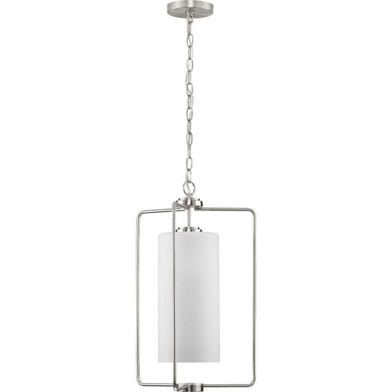 Progress Lighting Merry Collection 1-Light Brushed Nickel Etched Glass Foyer Pendant