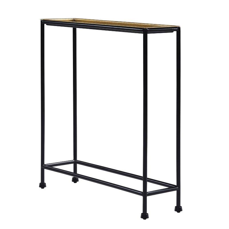 Comfort Pointe Tivoli Side Table Brass/Antique Bronze: Removable Tray, No Assembly, Metal Frame