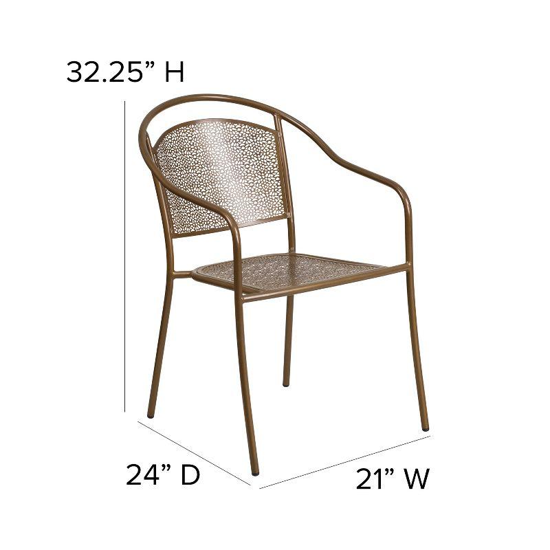 Gold Rain Flower Metal Arm Chair for Indoor-Outdoor Use