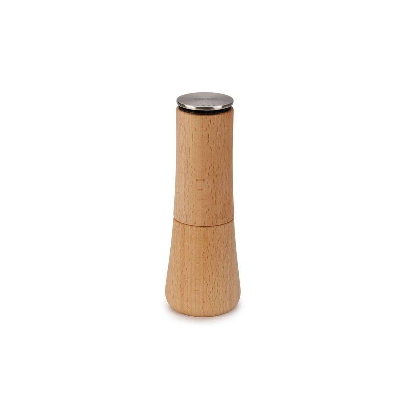 Natural Beech Wood No-Spill Pepper Mill with Stainless Steel Top