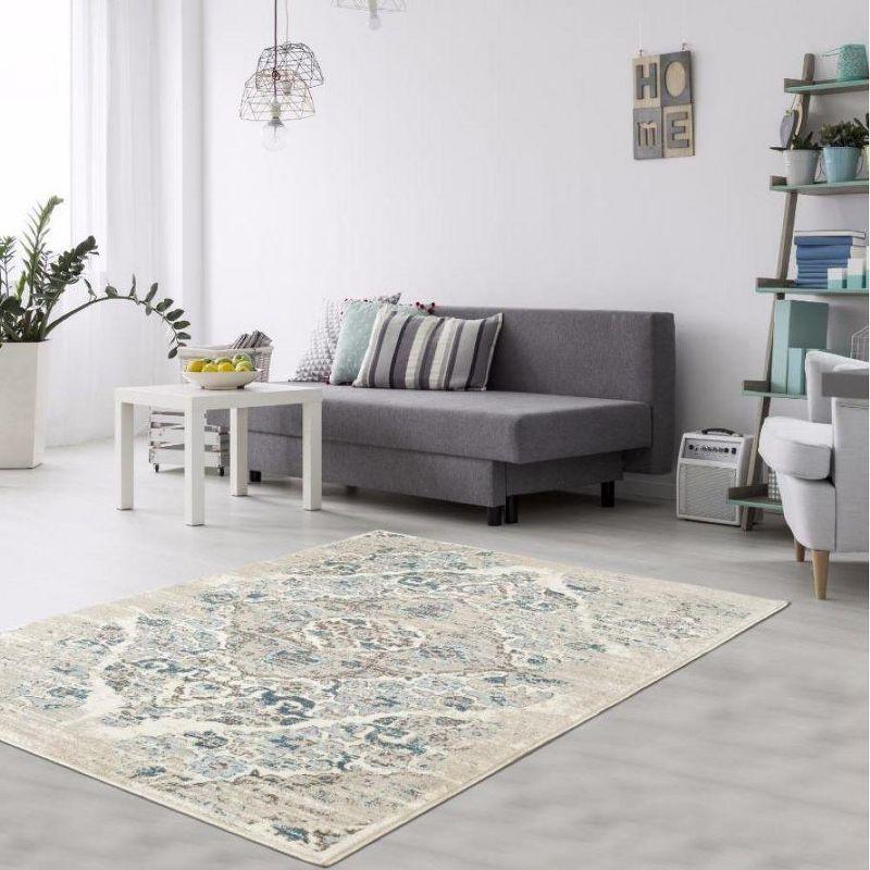 Luxe Weavers Victoria Collection Cream 2x3 Floral Area Rug
