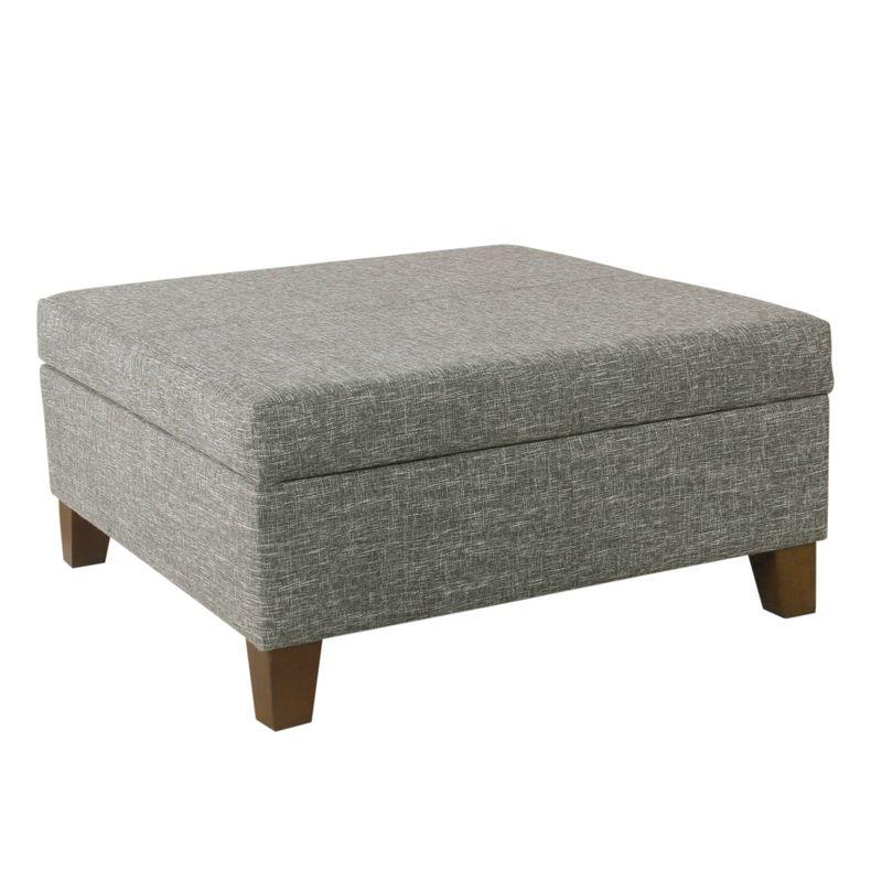 32" Luxury Square Storage Ottoman Slate Gray - HomePop: Textured Fabric, Hinged Lid, Wood Legs, Easy Assembly