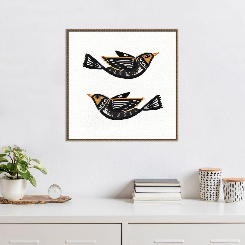 Amanti Art Migration Folk Birds by Ani Del Sol Canvas Wall Art Print Framed 22 x 22-in.