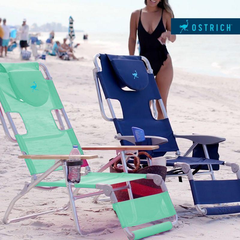 Ostrich Ostrich Deluxe Padded Lightweight Portable Adjustable Outdoor Reclining Folding Chair with Footrest