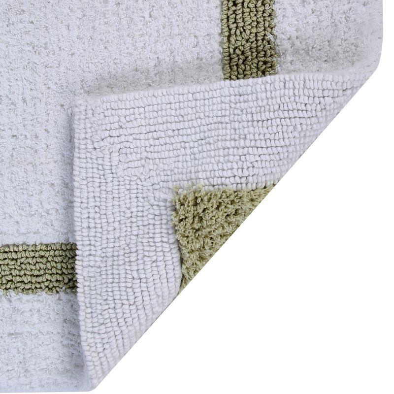 Better Trends Hotel 100% Cotton Tufted Two Tone Reversible Bath Rug Set 2 PC (17" x 24" | 24" x 40") - White/Sage