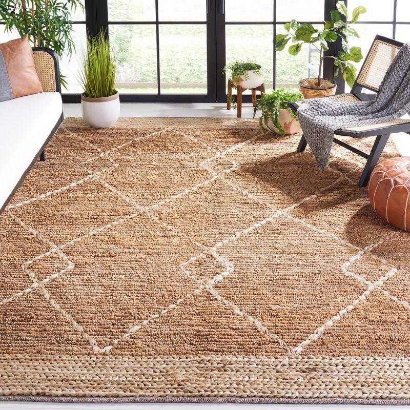 Handmade Ivory Geometric Braided Jute 6' Square Rug