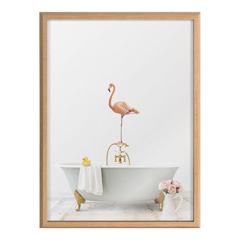 18" x 24" Blake Flamingo Cottage Bathroom by Amy Peterson Art Studio: Modern Wall Decor, Framed Glass Art - Kate & Laurel All Things Decor