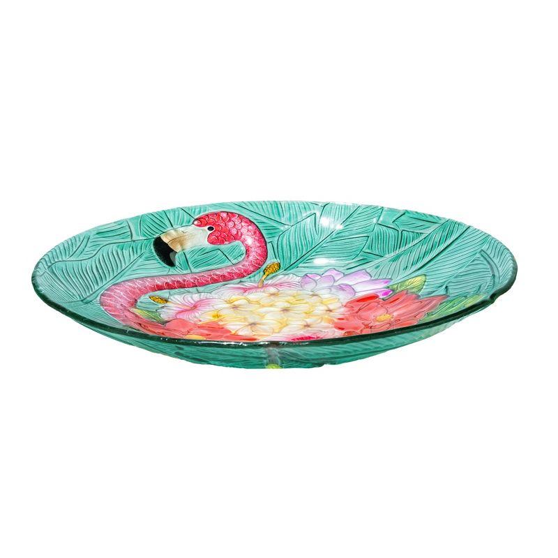 Teamson Home 17.8" Fusion Glass Birdbath with Metal Stand, Multi