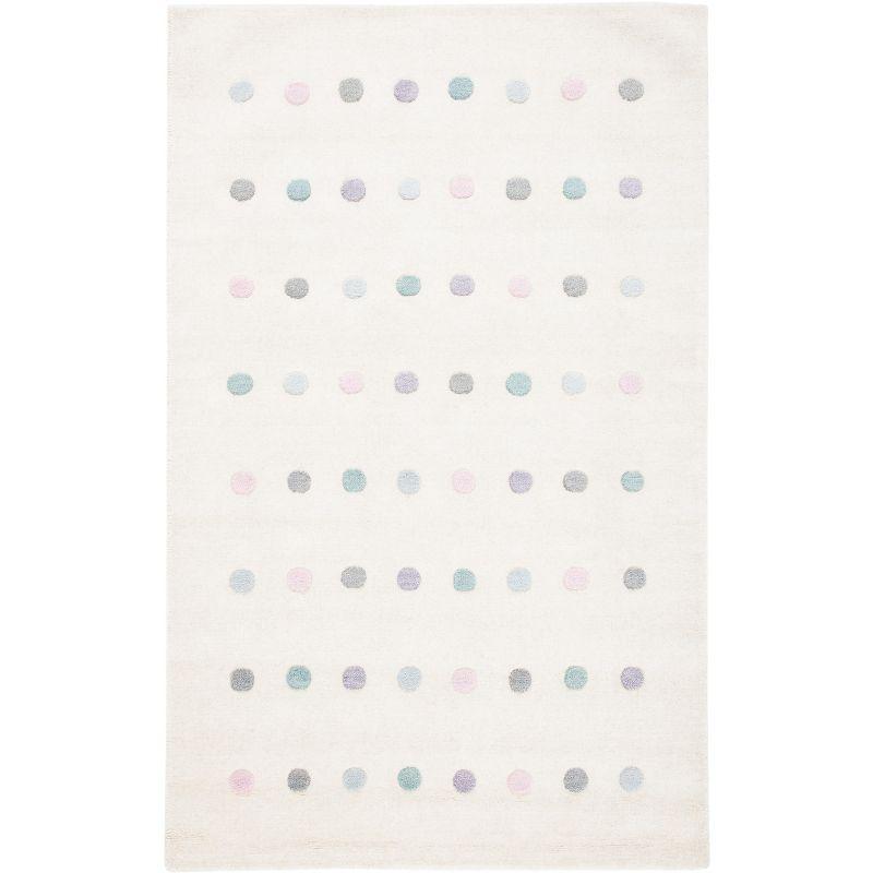 Ivory Hand-Tufted Wool Kids' Polka Dot Rug, 6' x 9'