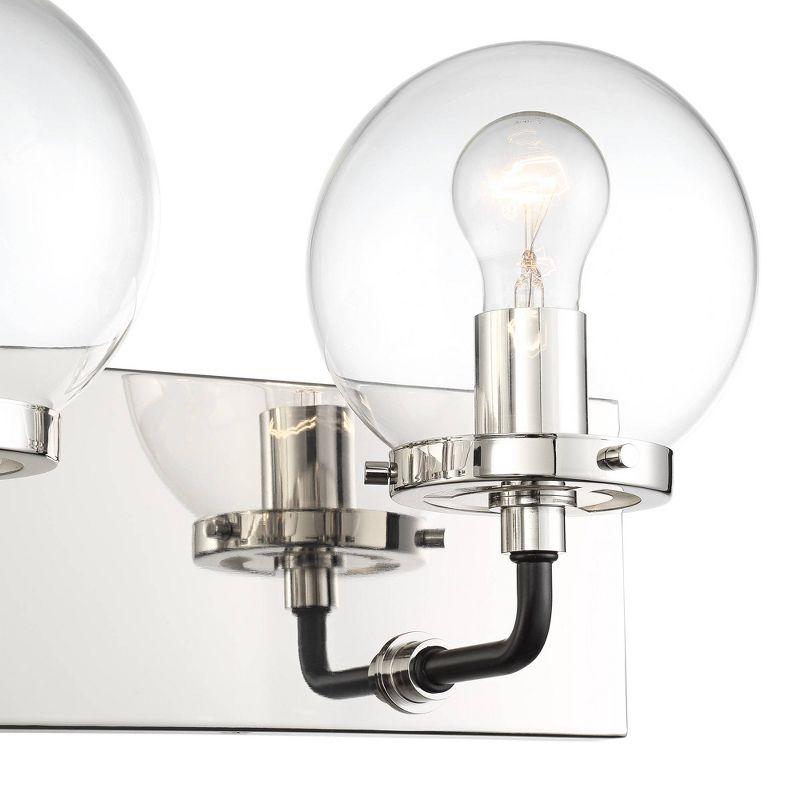 Fairling Polished Nickel 3-Light Wall Sconce with Clear Glass Globes