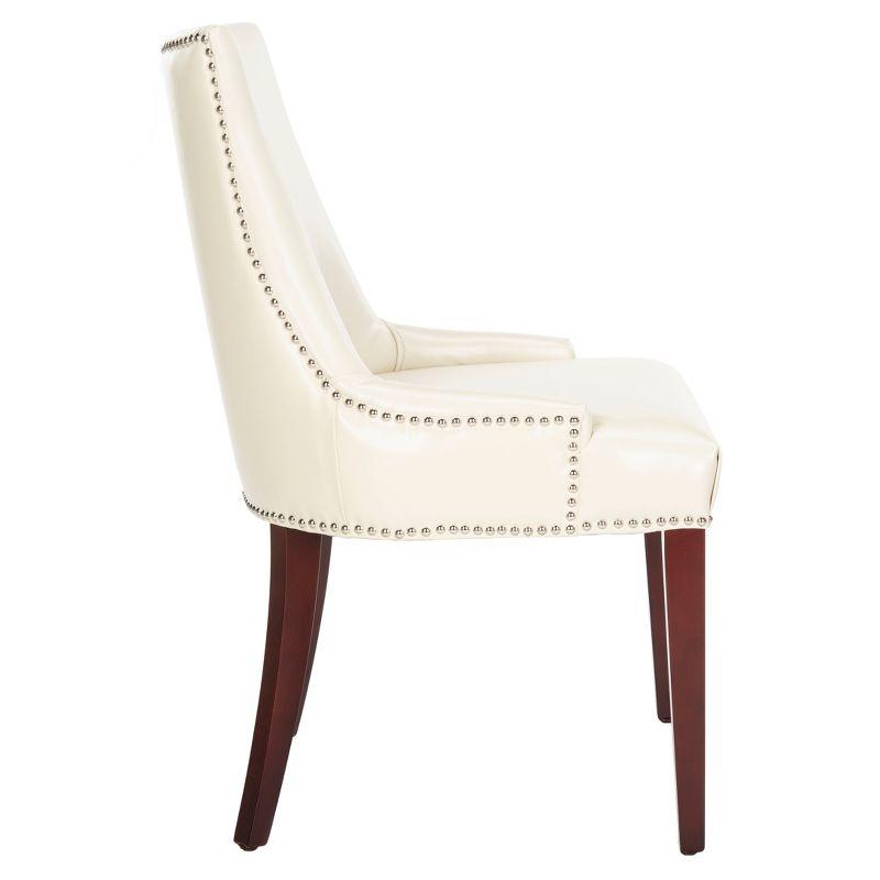 Becca 19''H Dining Chair with Silver Nail Heads - Cream/Leather - Safavieh