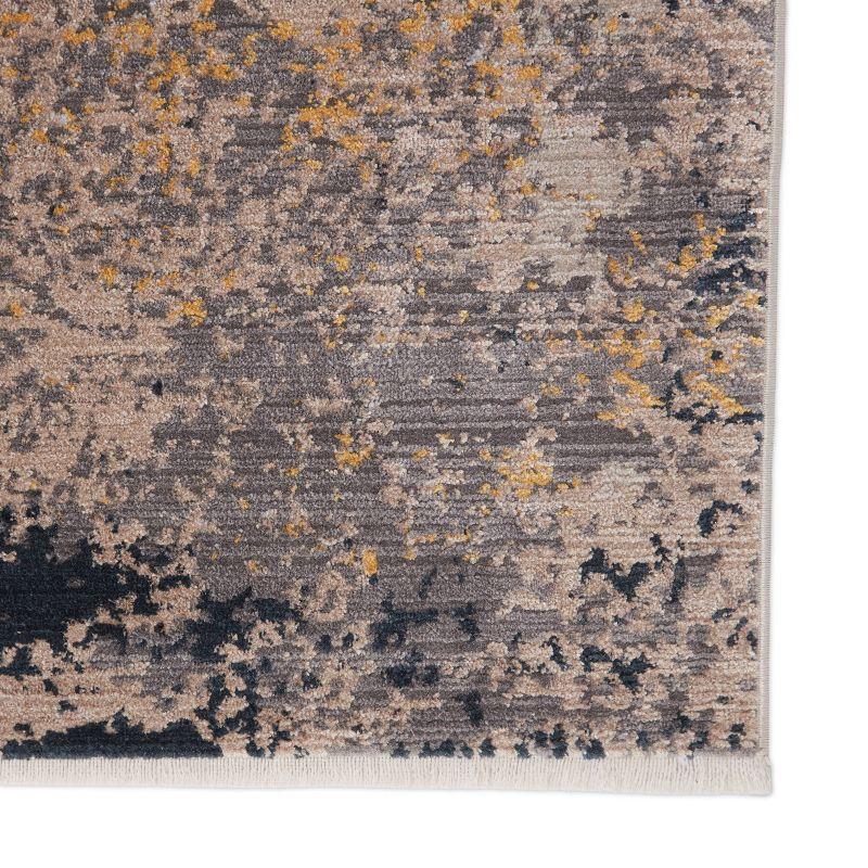 Trevena Gray and Gold Abstract Wool Area Rug