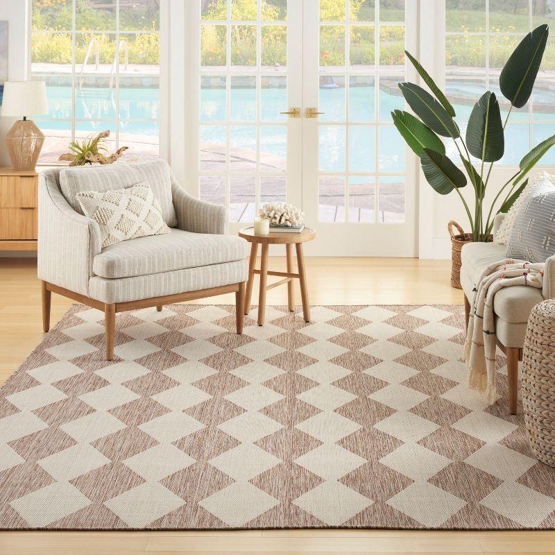 Nourison Positano 8' x 10' Beige Diamond Modern Flatweave Indoor/Outdoor Rug