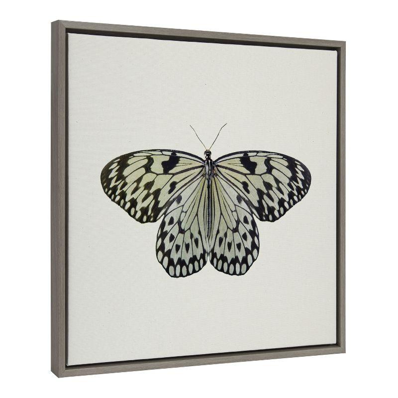 Kate and Laurel Sylvie Two Tone Butterfly Framed Canvas by Robert Cadloff of Bomobob, 22x22, Gray