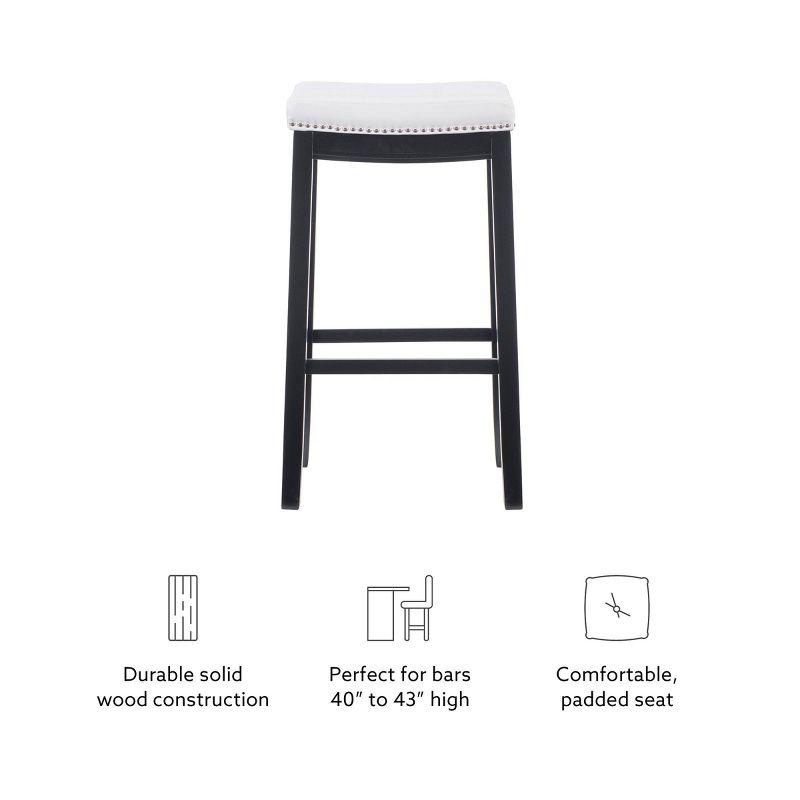 Claridge Backless Faux Leather Nailhead Saddle Barstool White/Black - Linon