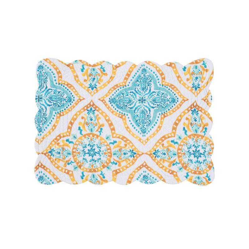 Highland Dunes Schmeling Terrace Medallion Cotton Quilted Rectangular Reversible Cotton Placemat (Set of 6)