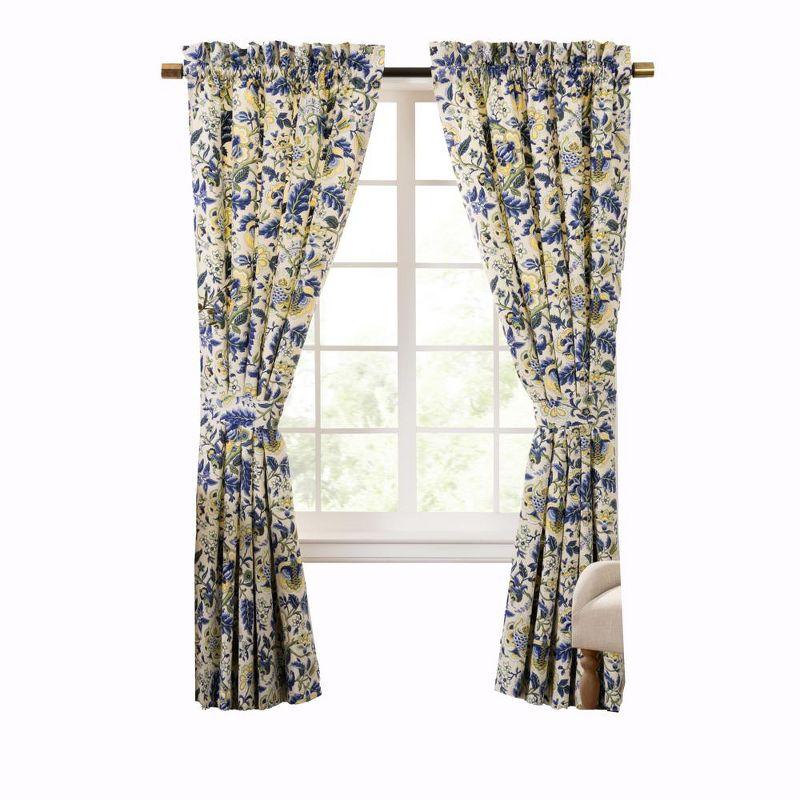 Ellis Curtain Regency 3" Rod Pocket Curtain Panel Pair with Tiebacks 96" x 84" Blue