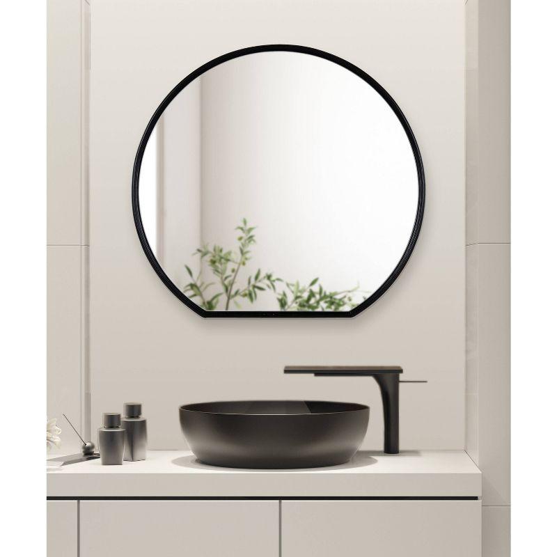 24" x 23" Caskill Flat Circle Decorative Wall Mirror Black - Kate & Laurel All Things Decor: Modern Style, MDF Frame, No Assembly Required