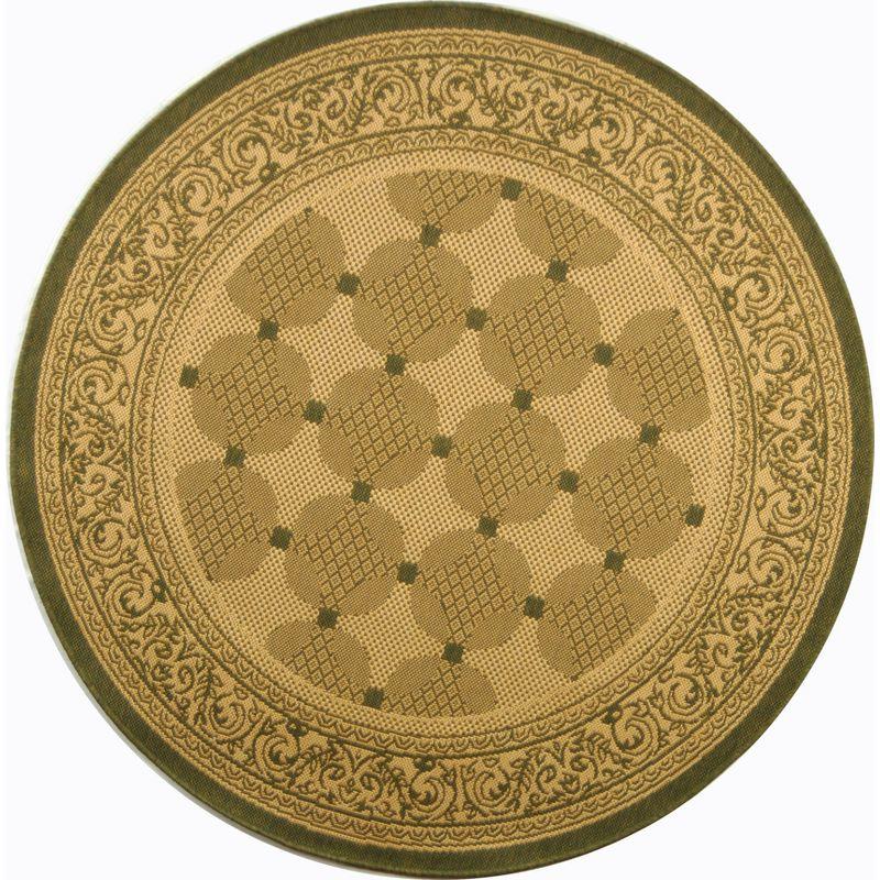 Natural Olive Round Synthetic Indoor/Outdoor Area Rug